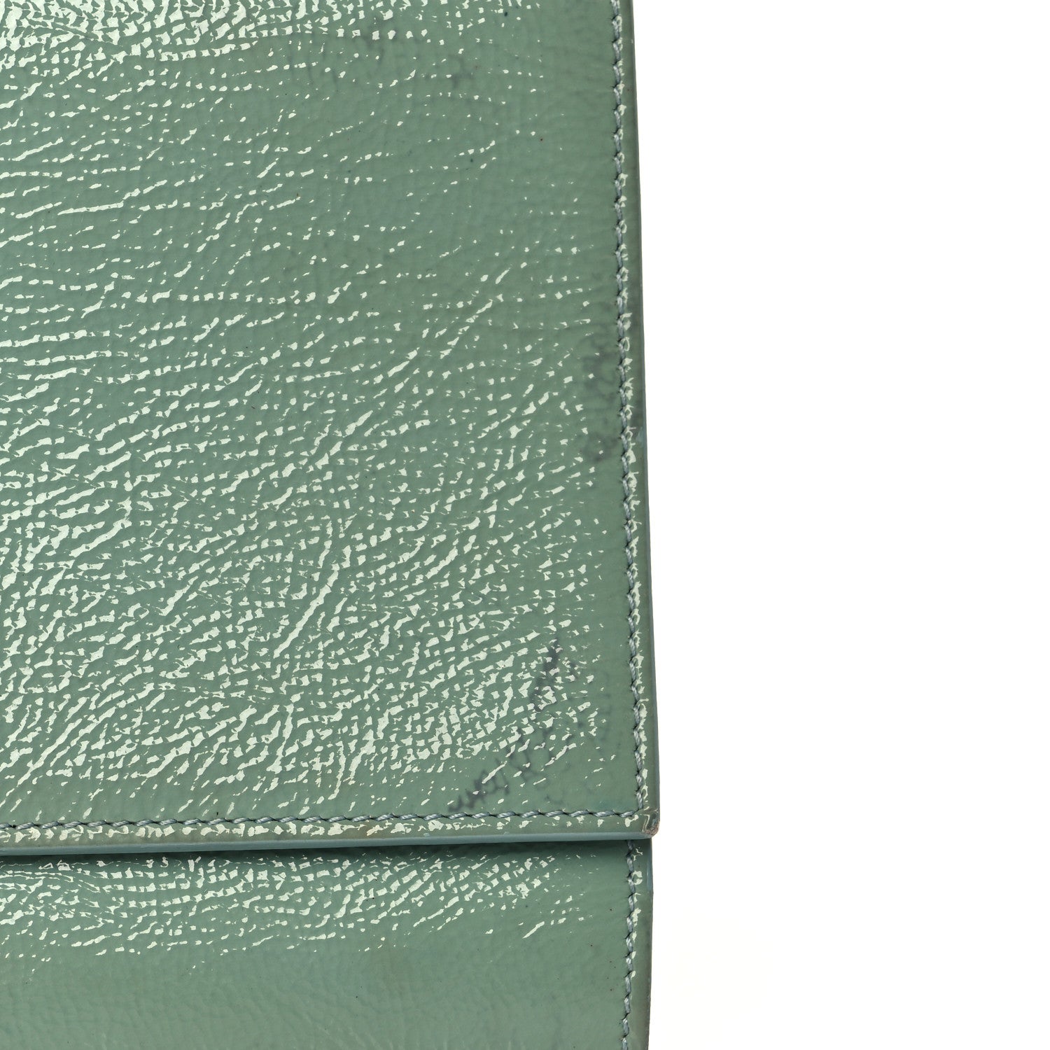 Saint Laurent Textured Patent Monogram Large Belle De Jour Clutch Turquoise 10 of 15