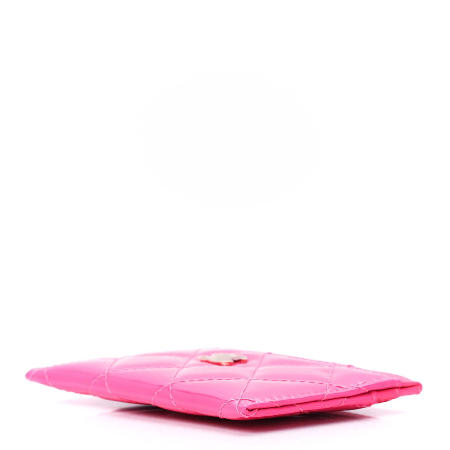 Patent Quilted Card Holder Pink