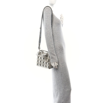 Christian Dior Metallic Grained Calfskin Cannage Small Lucky Badges My Lady Dior Silver 2 of 13