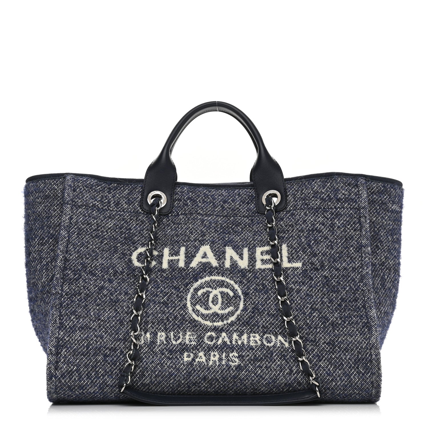 Chanel Mixed Fibers Calfskin Medium Deauville Tote Blue 1 of 10