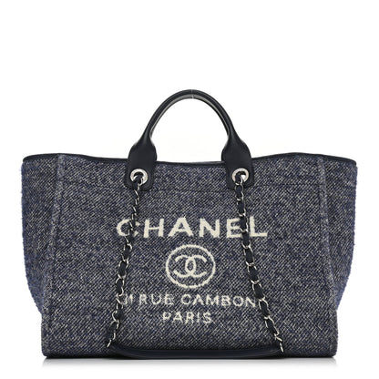 Chanel Mixed Fibers Calfskin Medium Deauville Tote Blue 1 of 10