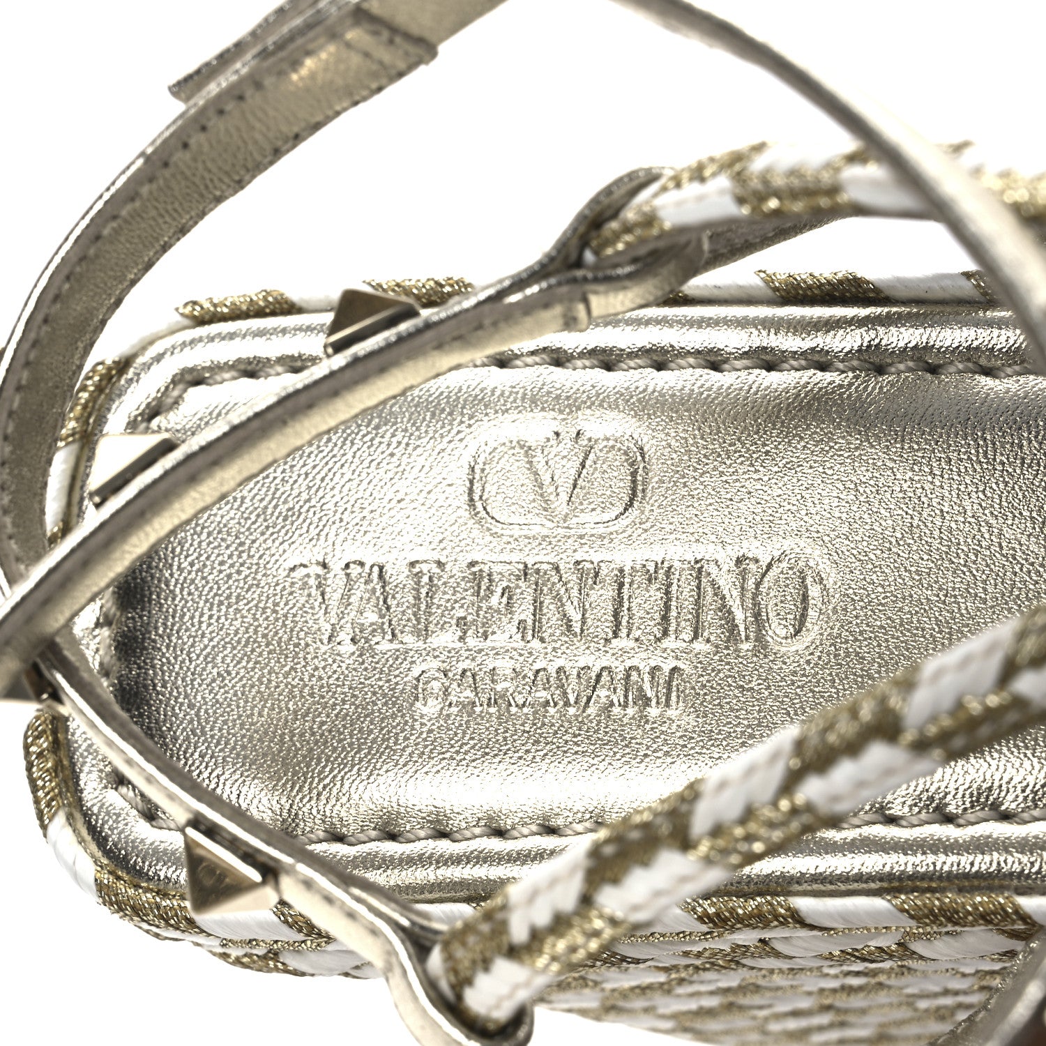 Valentino Garavani Metallic Laminated Nappa Espadrille 25/90mm Slide 40 White Platino 9 of 12
