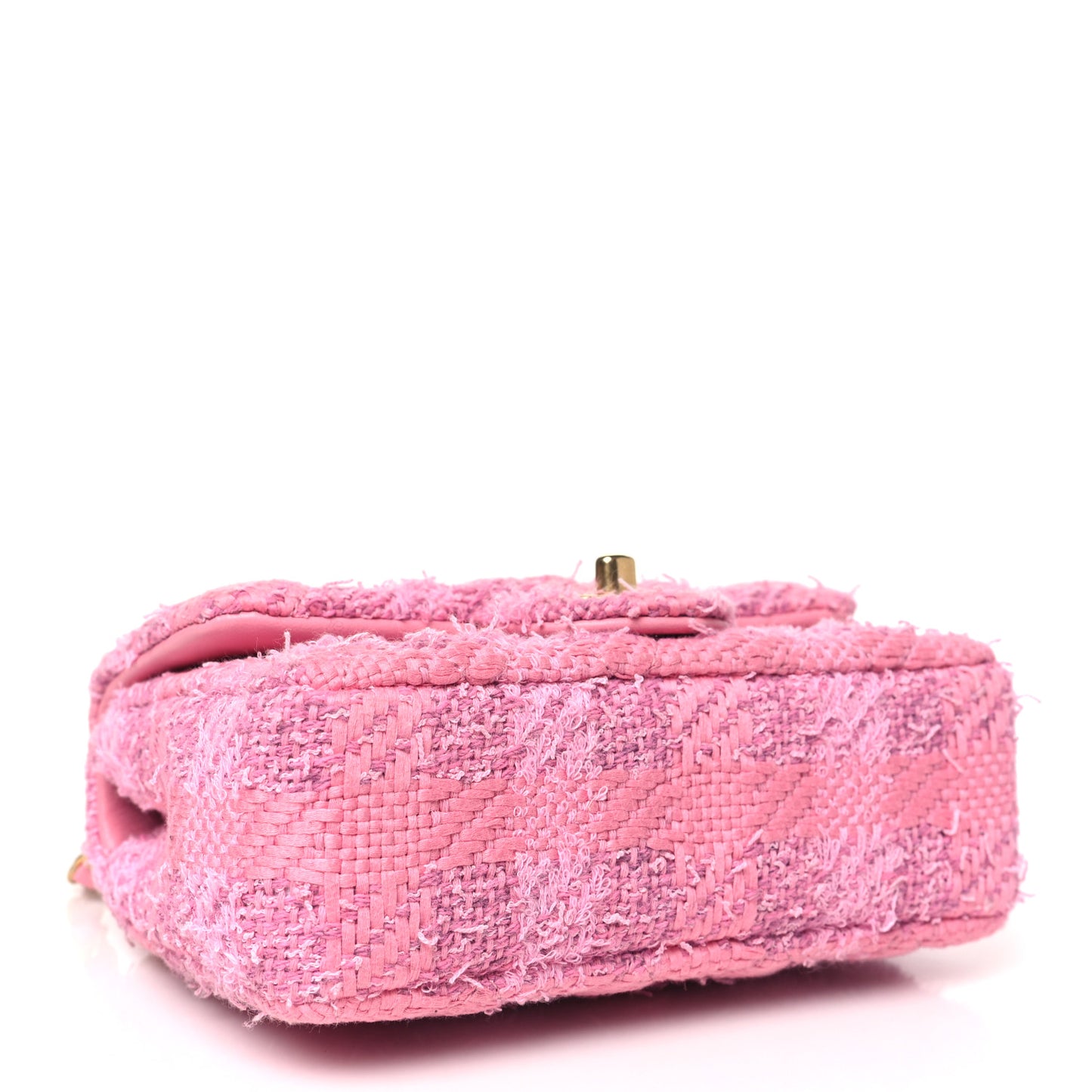 Tweed Quilted Pearl Twist Mini Square Flap Pink Dark Pink