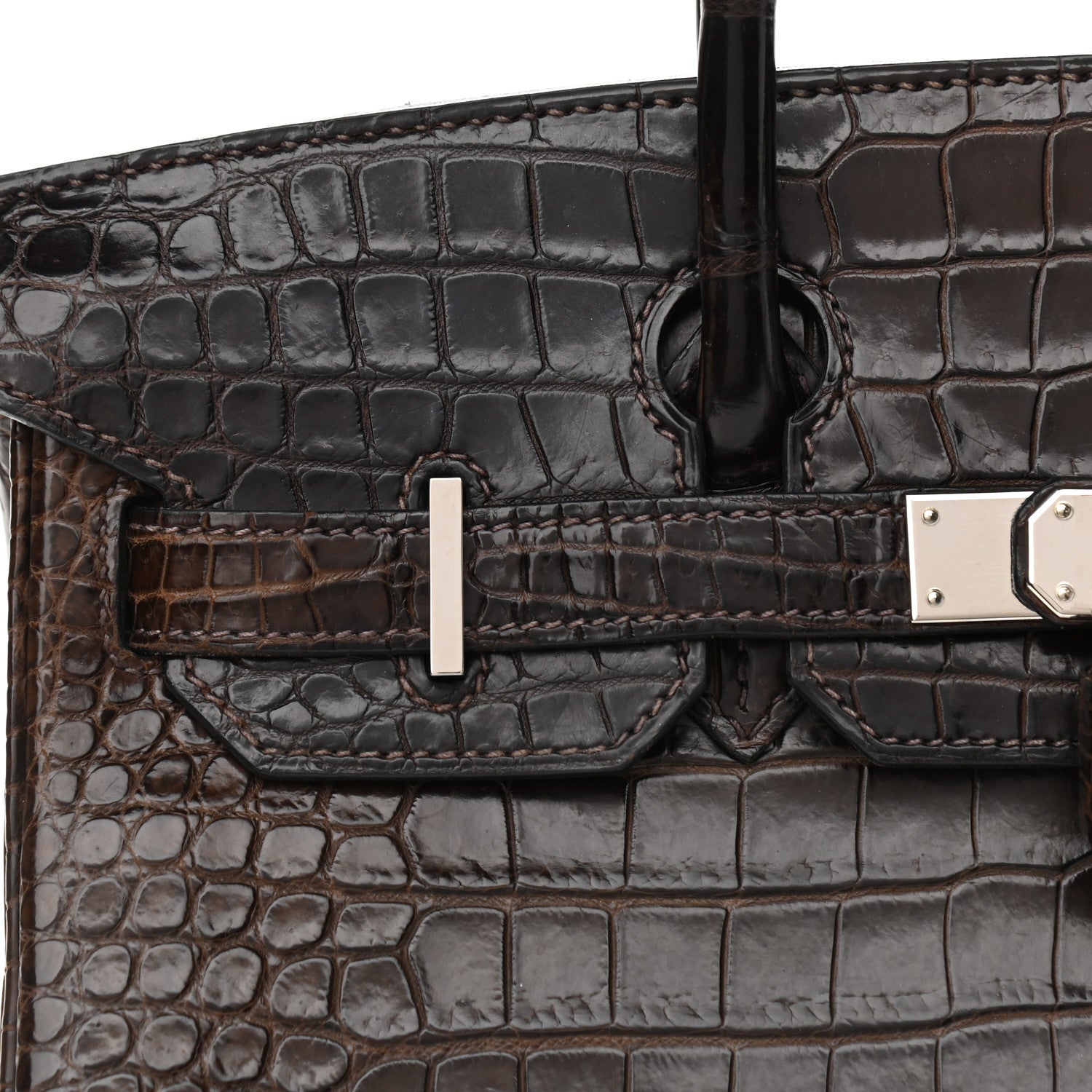 Hermes Shiny Porosus Crocodile Birkin 30 Havane 11 of 14