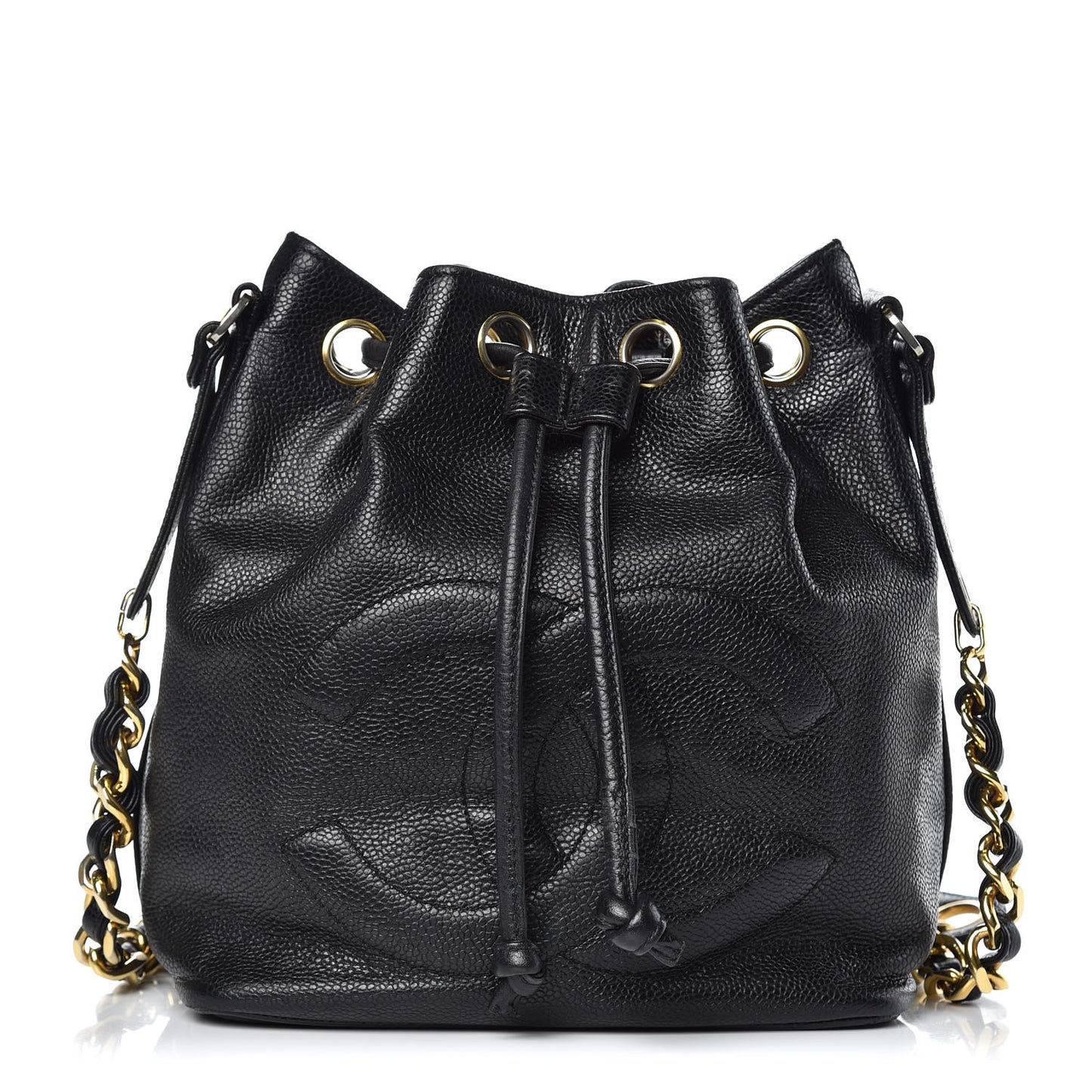 Caviar CC Drawstring Shoulder Bag Black