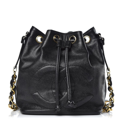Chanel Caviar CC Drawstring Shoulder Bag Black 1 of 12