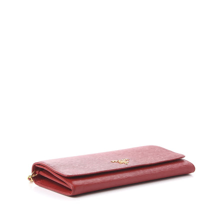 Prada Saffiano Metal Oro Chain Wallet Fuoco 3 of 8
