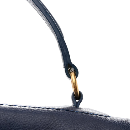 Saint Laurent Calfskin Nubuck Crocodile Embossed Large Muse Two Blue 13 of 13