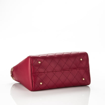 Chanel Grained Calfskin Stitched Supple Rock Shopping Tote Burgundy 4 of 7