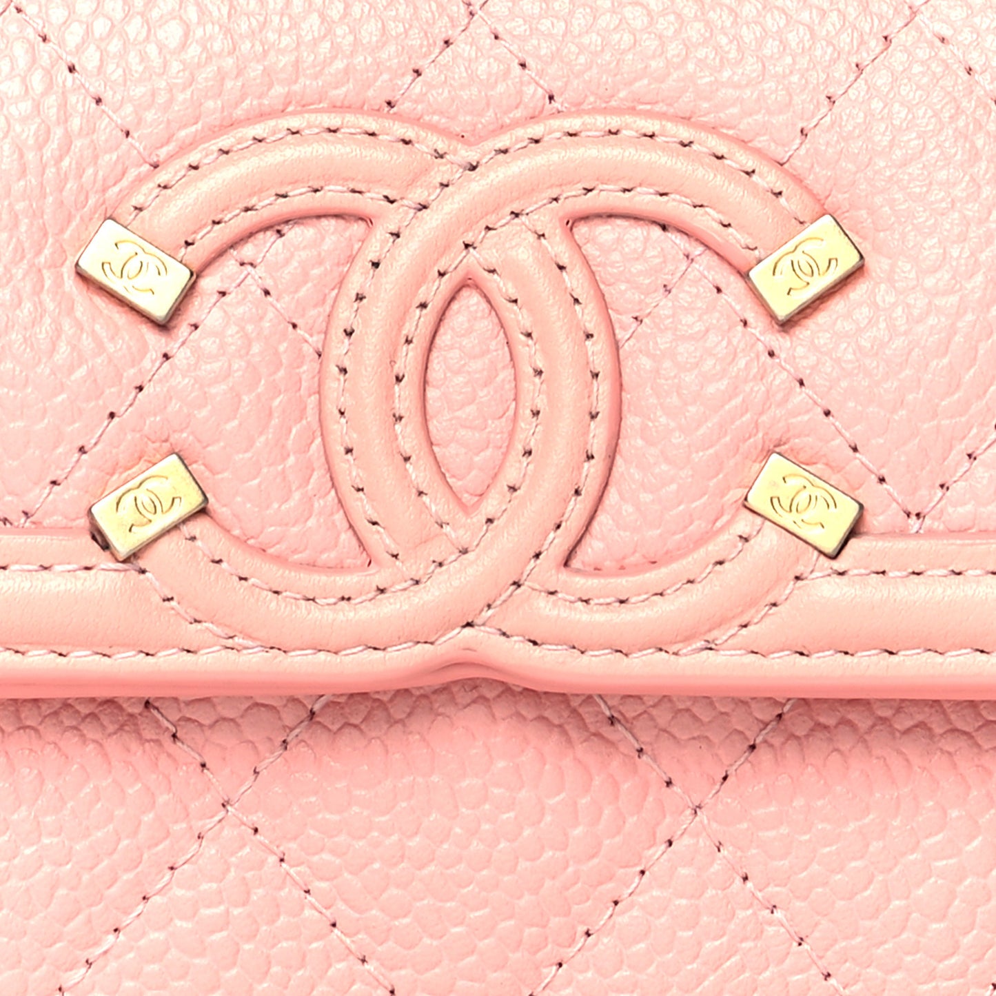 Caviar Quilted Medium Filigree Flap Wallet Pink