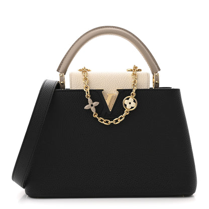 Louis Vuitton Taurillon Flower Chain Capucines MM  Black Galet Gray Pearly Cream 1 of 10