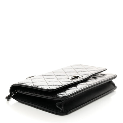 Chanel Glazed Aged Calfskin Reissue Wallet On Chain WOC Black 4 of 13