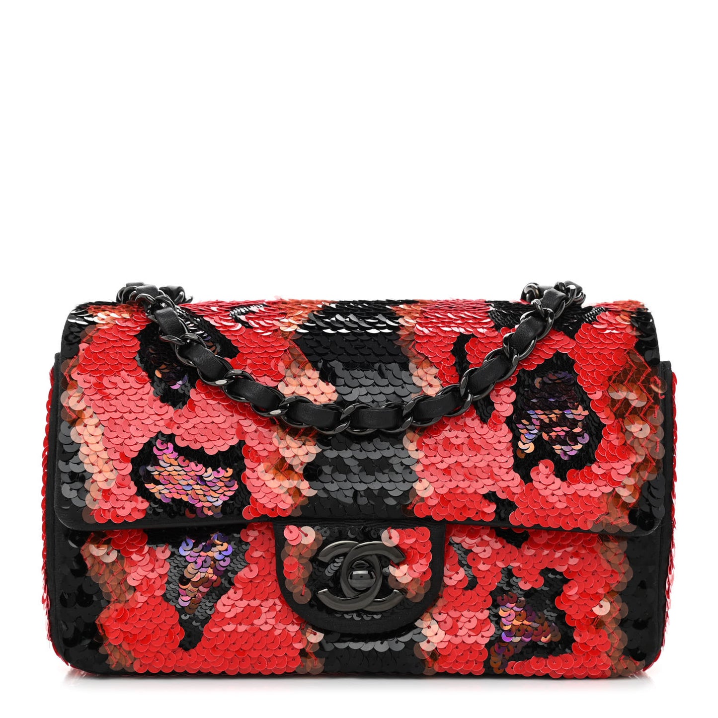 Sequin Mini Rectangular Flap Red Black Multicolor