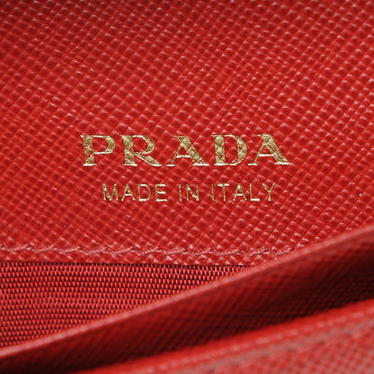 Prada Saffiano Metal Compact Wallet Fuoco 6 of 8