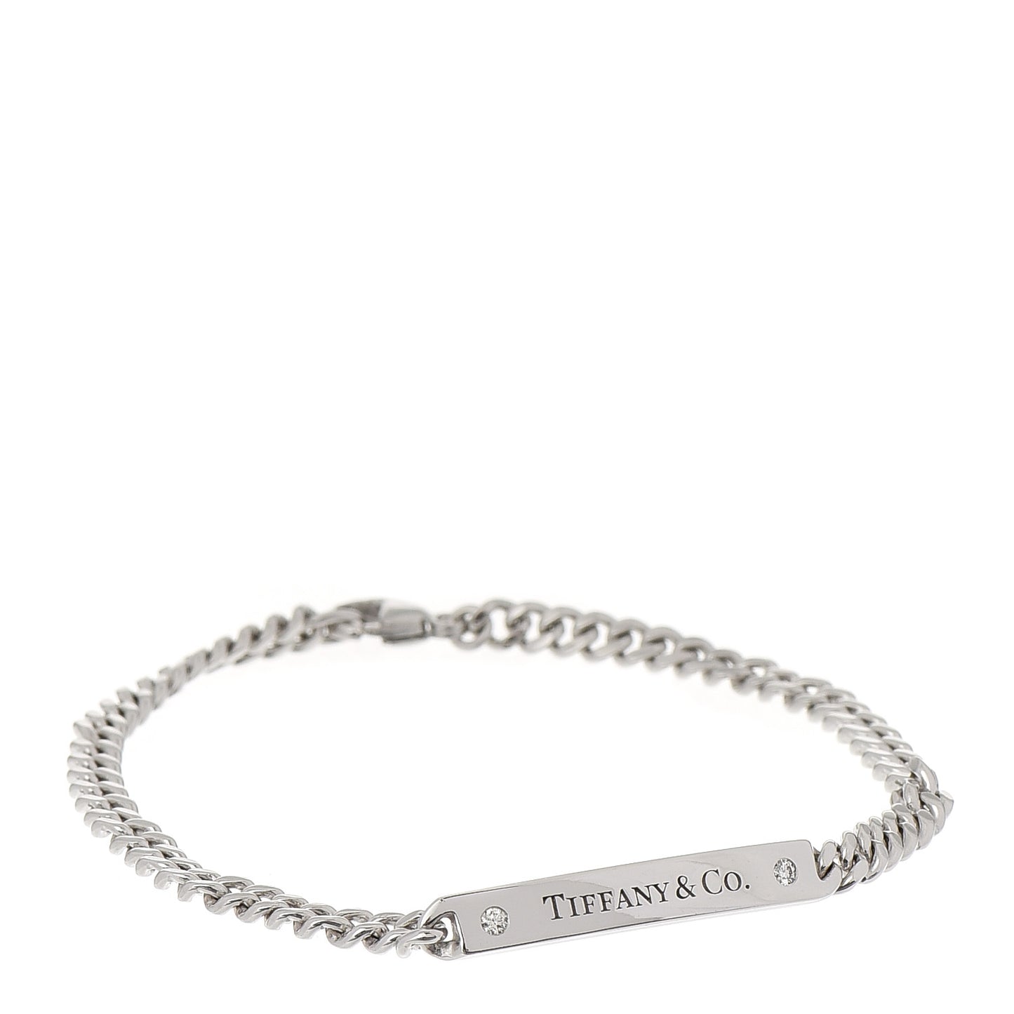 18K White Gold Diamond Micro Link ID Chain Bracelet