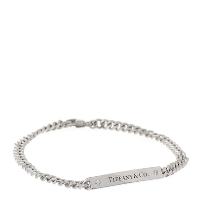 Tiffany 18K White Gold Diamond Micro Link ID Chain Bracelet 1 of 6