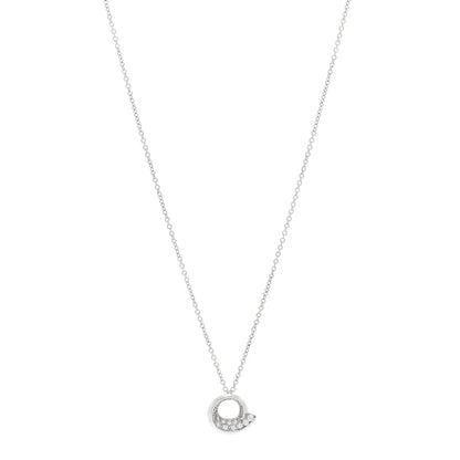 Tiffany 18K White Gold Diamond Frank Gehry Fish Circle Pendant Necklace 1 of 5