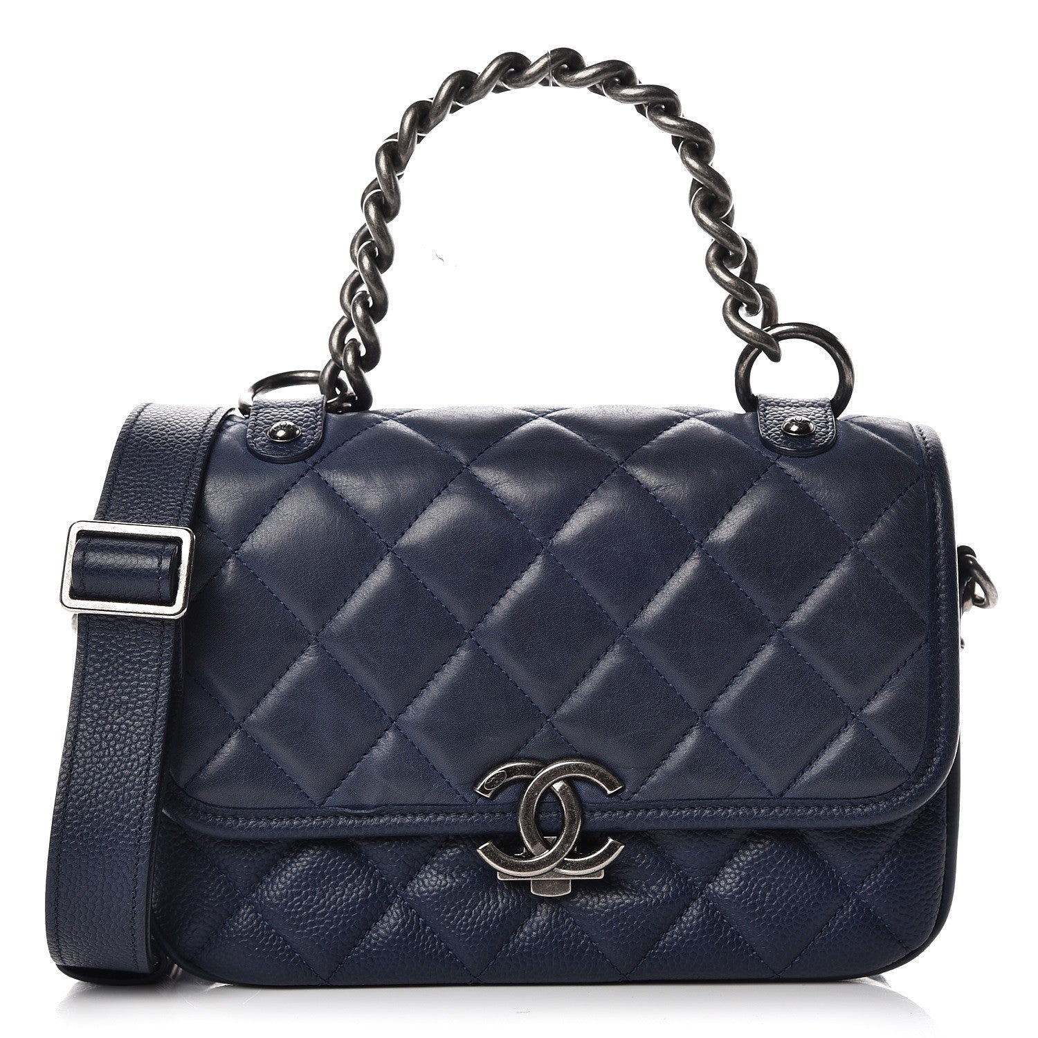 Chanel Caviar Iridescent Calfskin Quilted Small Daily Carry Messenger Navy 1 of 10