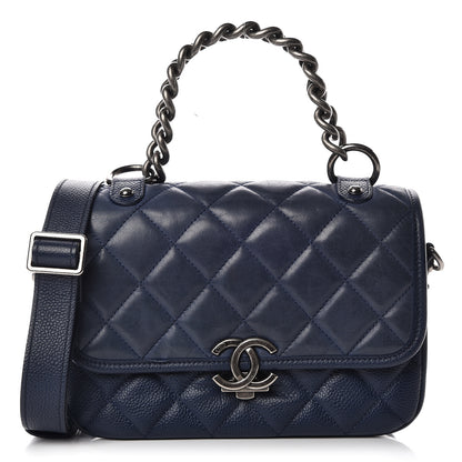 Chanel Caviar Iridescent Calfskin Quilted Small Daily Carry Messenger Navy 1 of 10