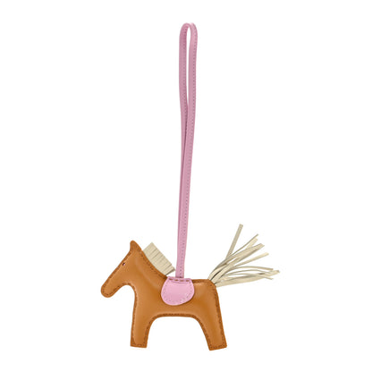 Hermes Milo Lambskin Grigri Rodeo Horse Bag Charm PM Sesame Mauve Sylvestre Craie 1 of 3