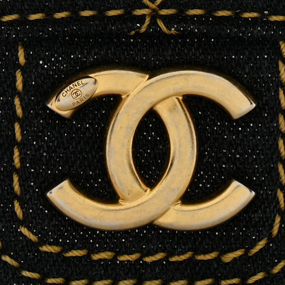 Chanel Denim Quilted Double You Mini Flap Black Golden 11 of 11
