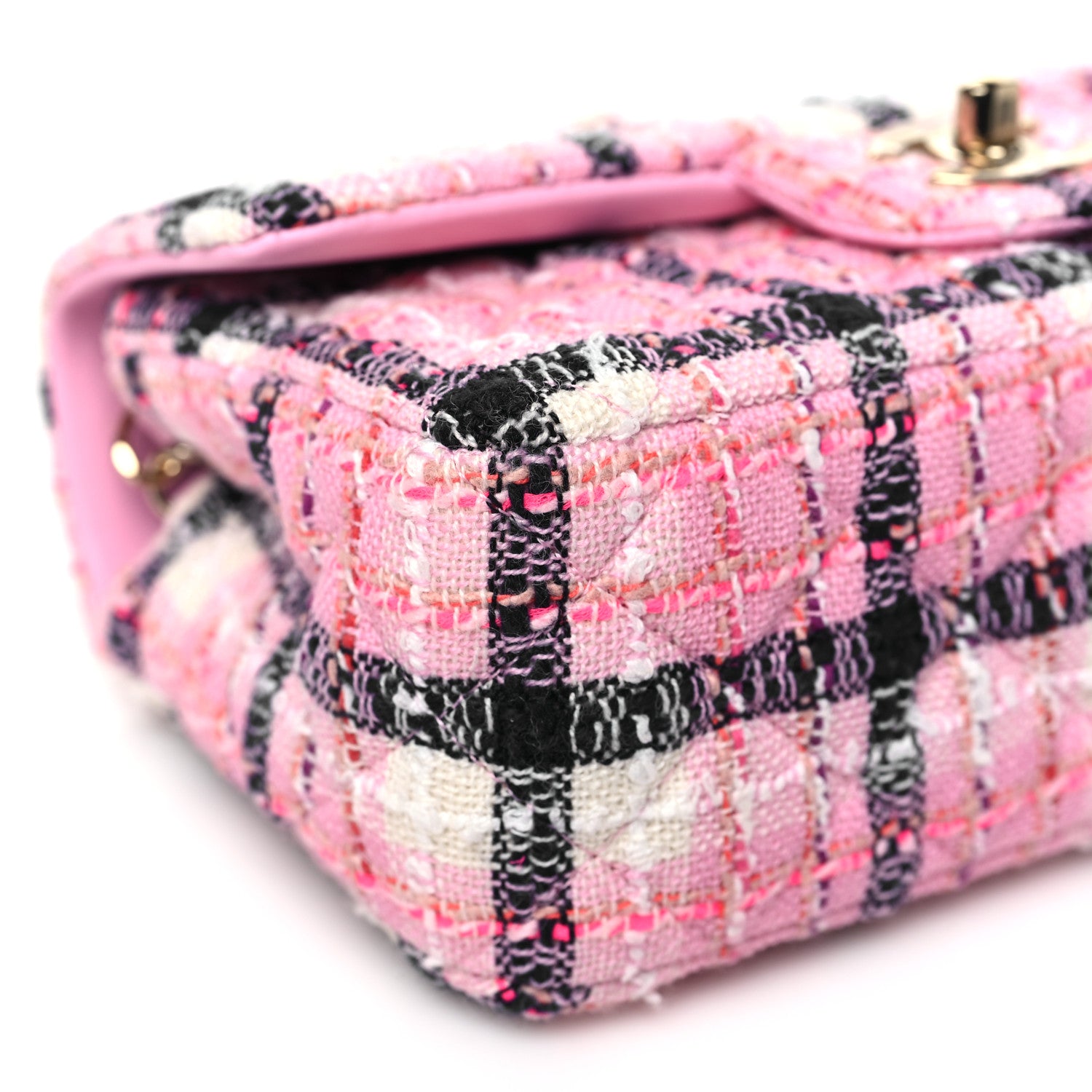 Chanel Metallic Tweed Quilted Mini Rectangular Flap Pink Navy White 9 of 10