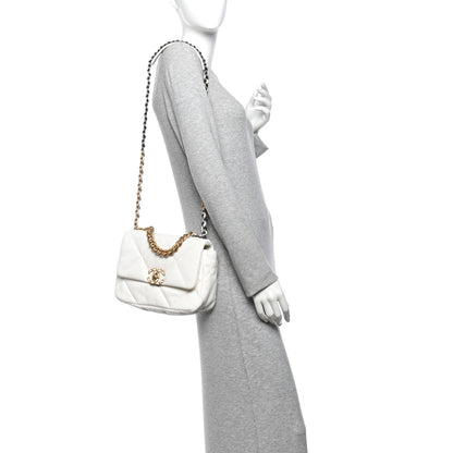 Chanel Goatskin Quilted Medium Chanel 19 Flap White 2 of 10