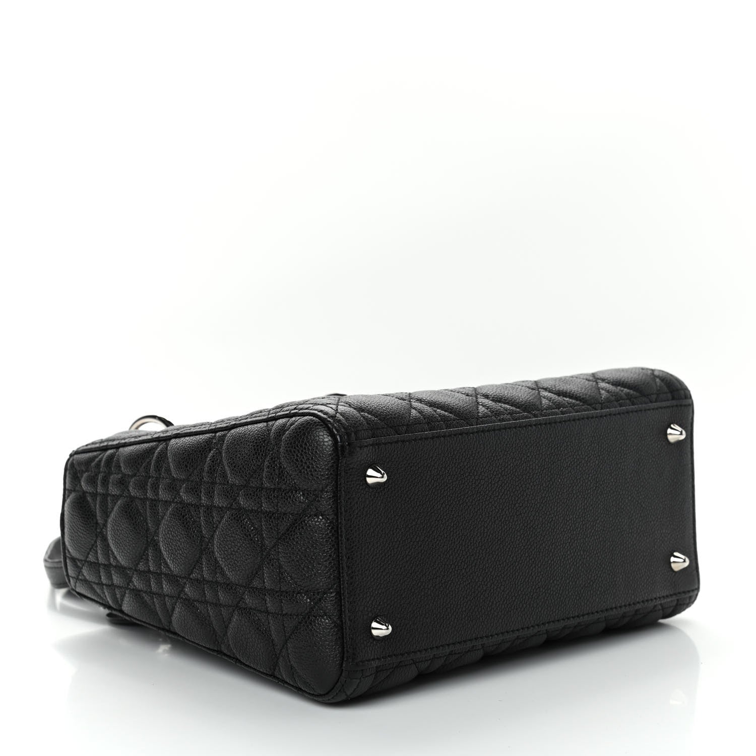 Christian Dior Grained Calfskin Cannage Medium Lady Dior Black 3 of 4
