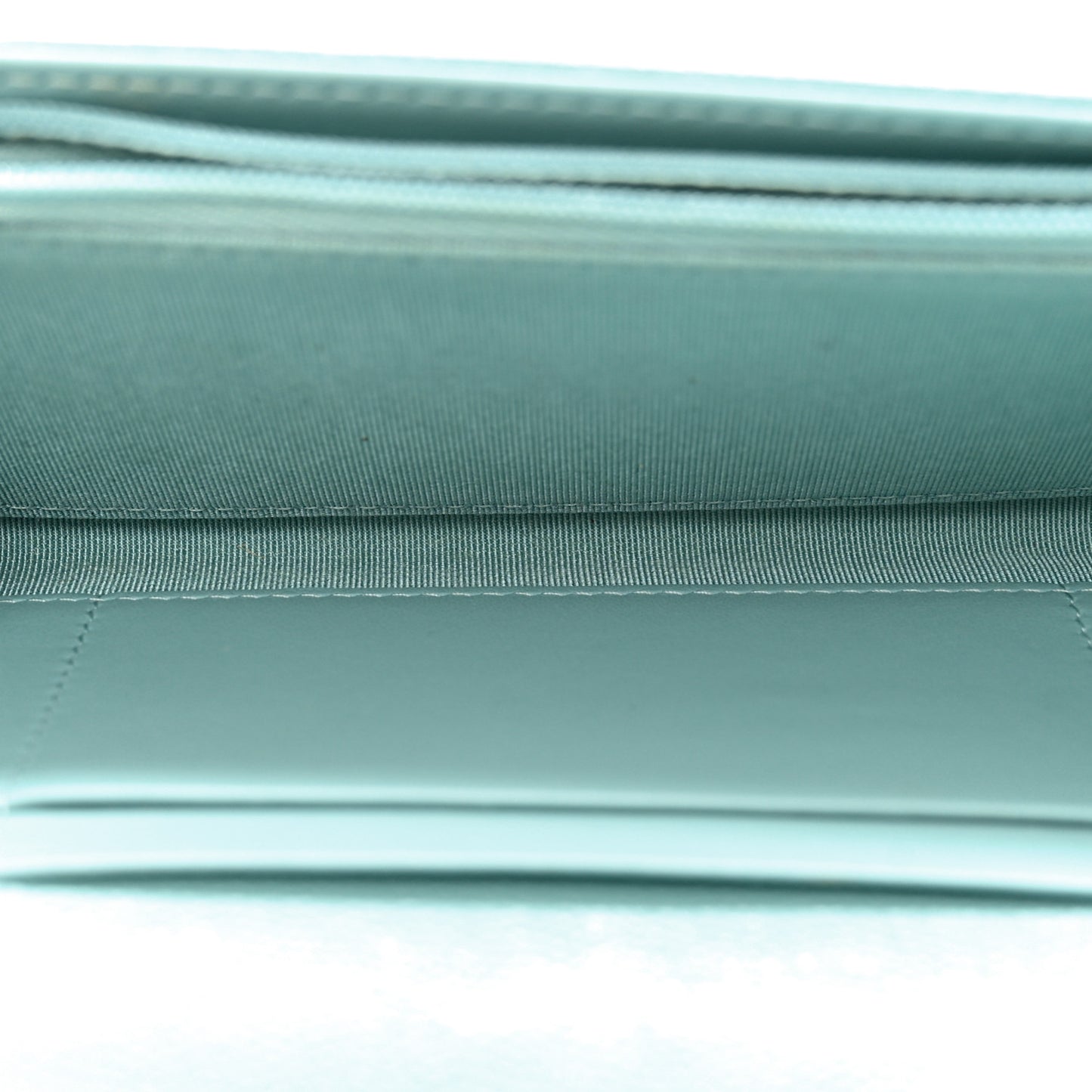 Caviar Quilted Medium Gusset Flap Wallet Light Blue