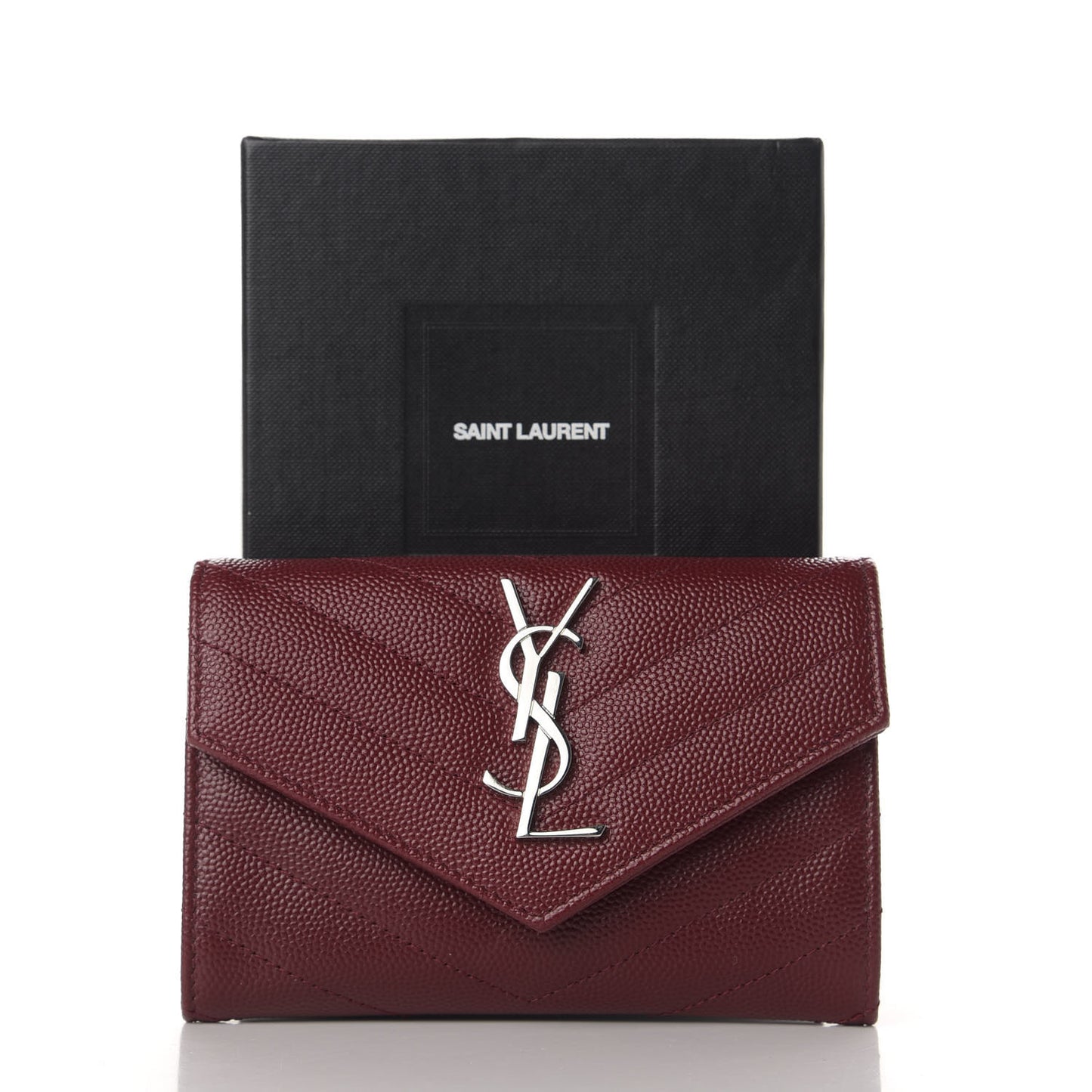 Grain De Poudre Matelasse Chevron Small Monogram Envelope Wallet Palissandre