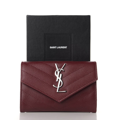 Saint Laurent Grain De Poudre Matelasse Chevron Small Monogram Envelope Wallet Palissandre 7 of 7