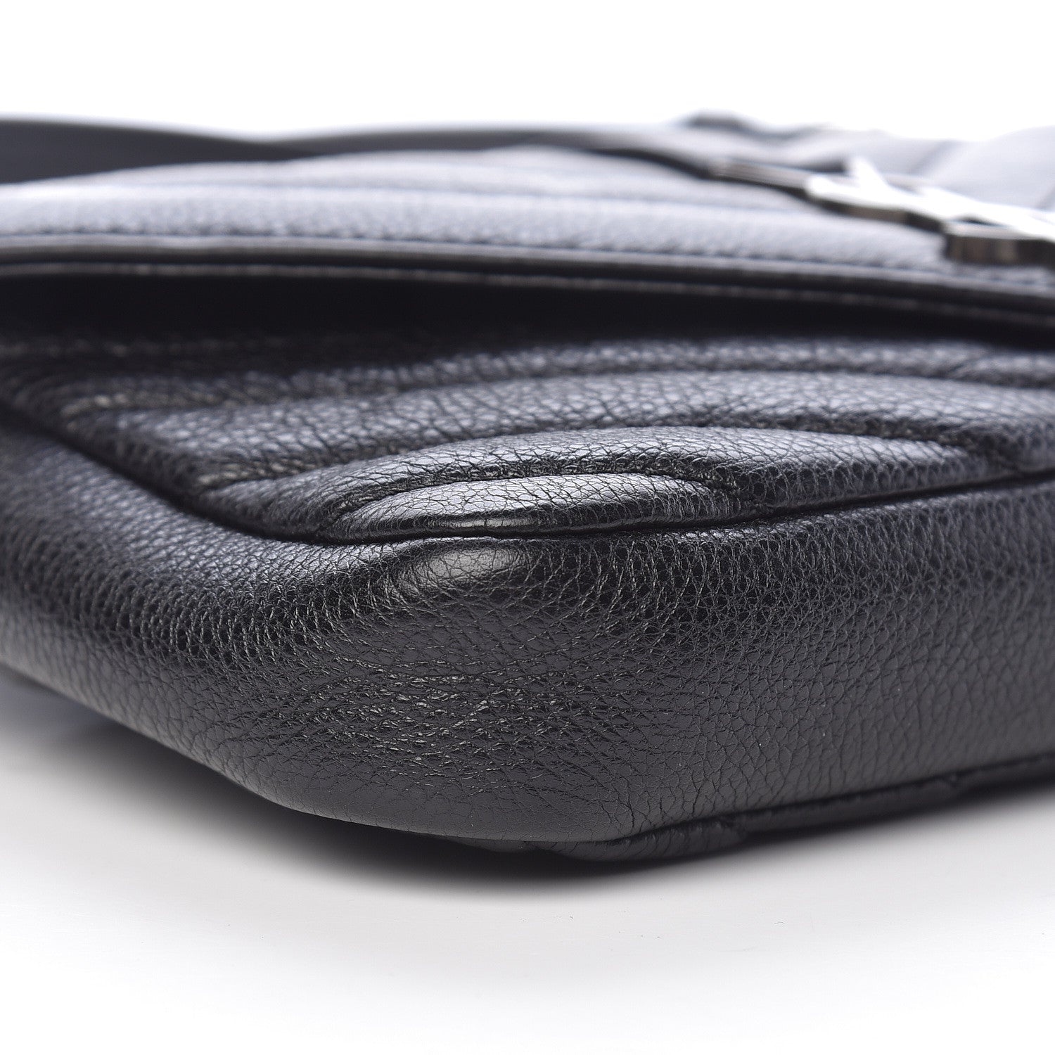 Saint Laurent Sheepskin Matelasse Chevron Monogram College Chain Wallet Black 8 of 12