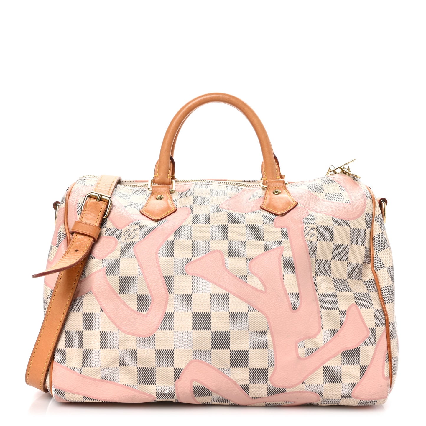 Damier Azur Tahitienne Speedy Bandouliere 30 Rose Ballerine