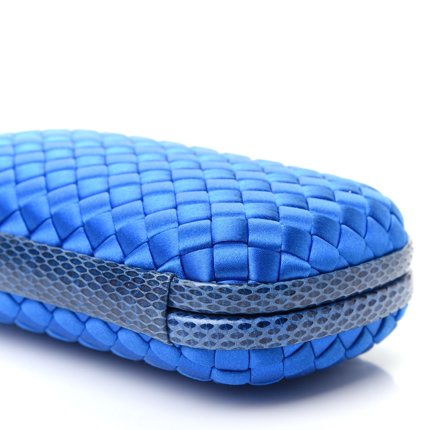 Bottega Veneta Satin Intreccio Impero Ayers Knot Clutch Blue 8 of 8