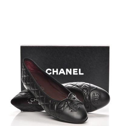 Chanel Aged Calfskin Quilted Cap Toe Ballerina Flats 39.5 Black 9 of 9