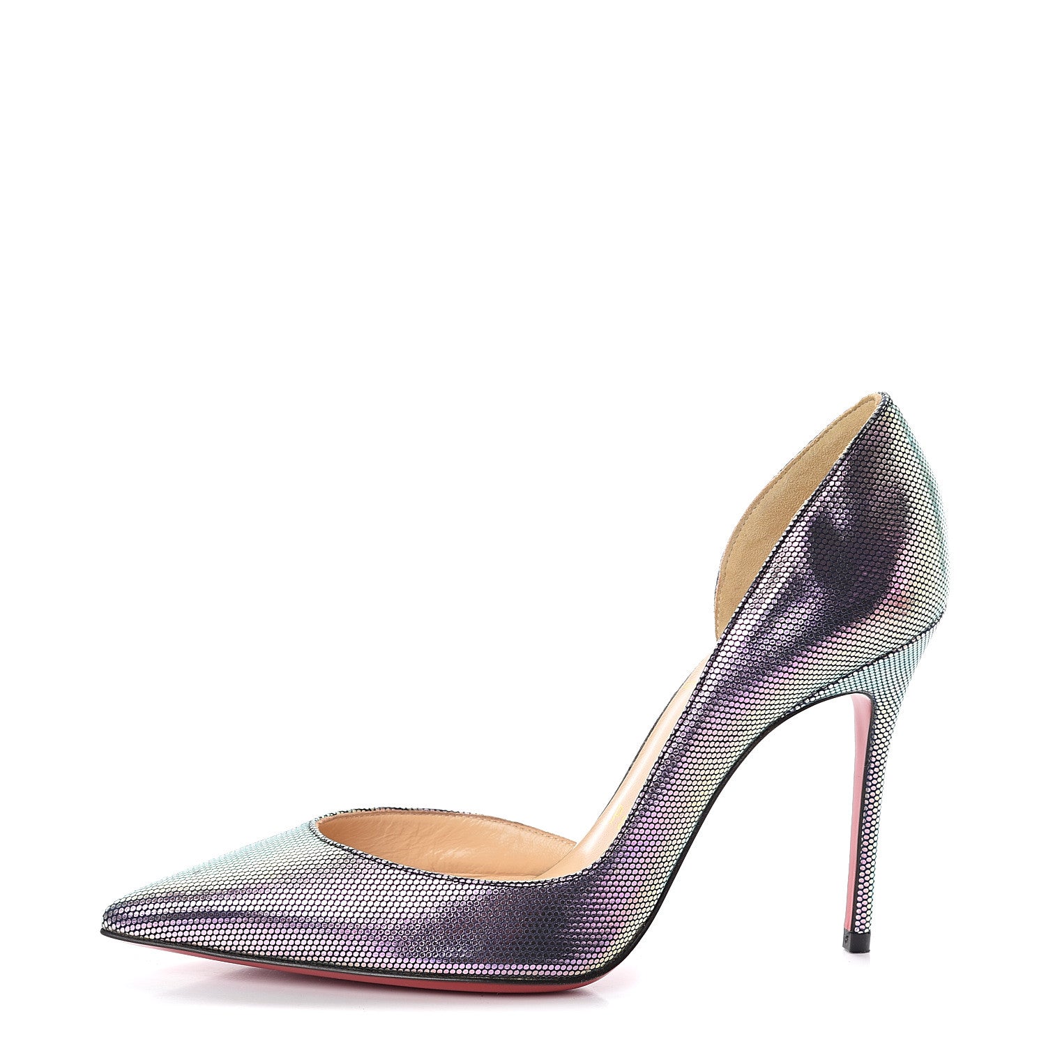 Christian Louboutin Tissu Scarabe Specchio Iriza 100 Pumps 34.5 Digital Silver 1 of 6