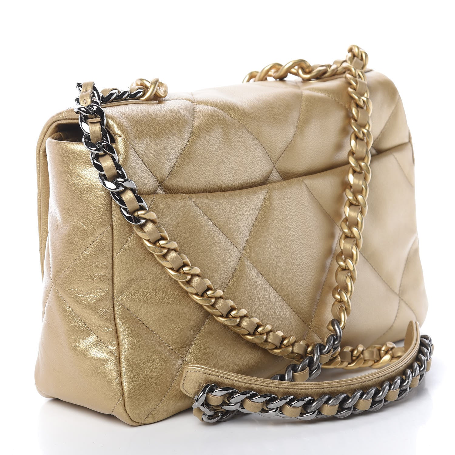 Chanel Metallic Goatskin Quilted Large 19 Flap Gold 3 of 11