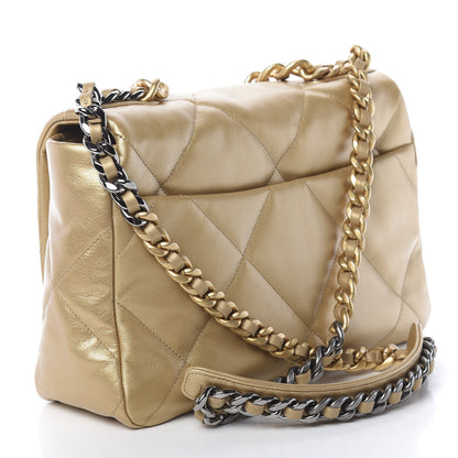 Chanel Metallic Goatskin Quilted Large 19 Flap Gold 3 of 11