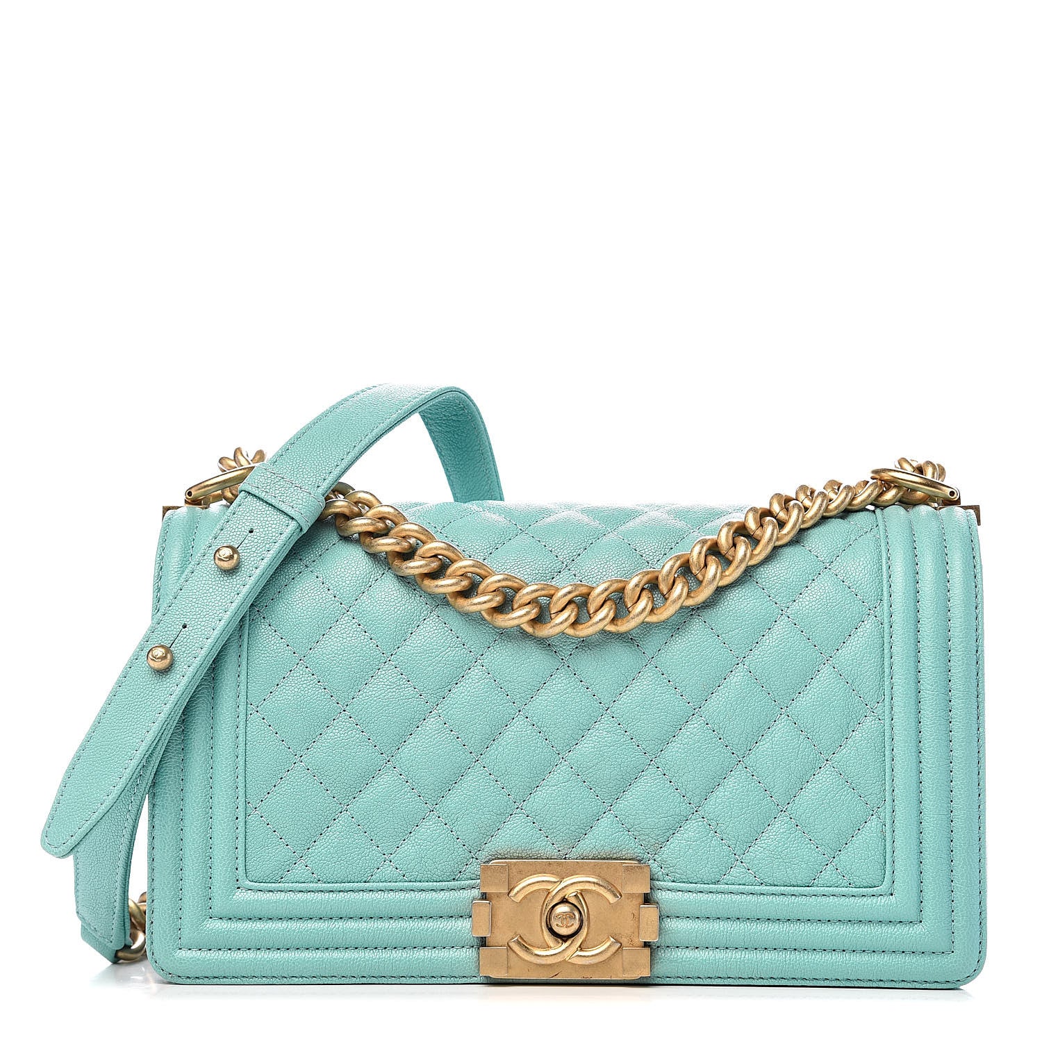 Chanel Caviar Quilted Medium Boy Flap Light Blue 1 of 10