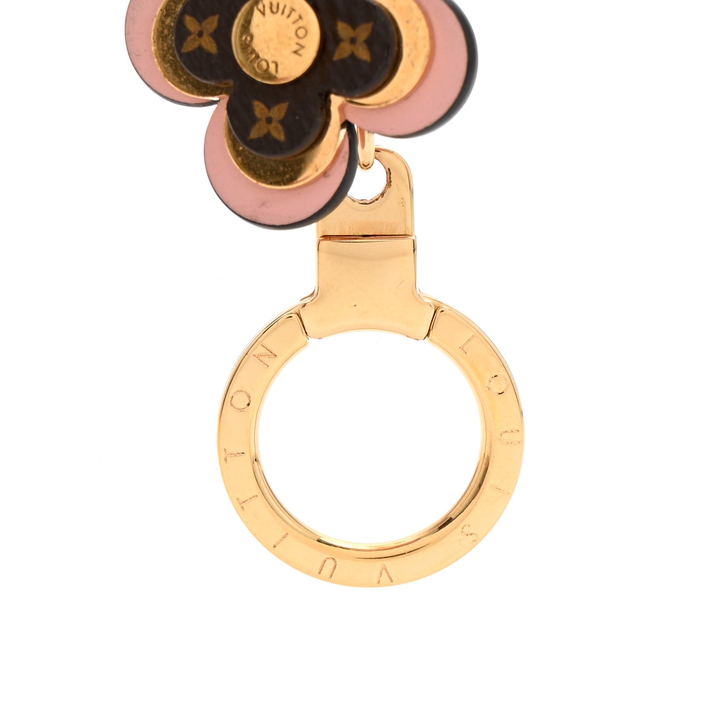 Brass Monogram Blooming Flowers Bag Charm Key Holder Rose Ballerine