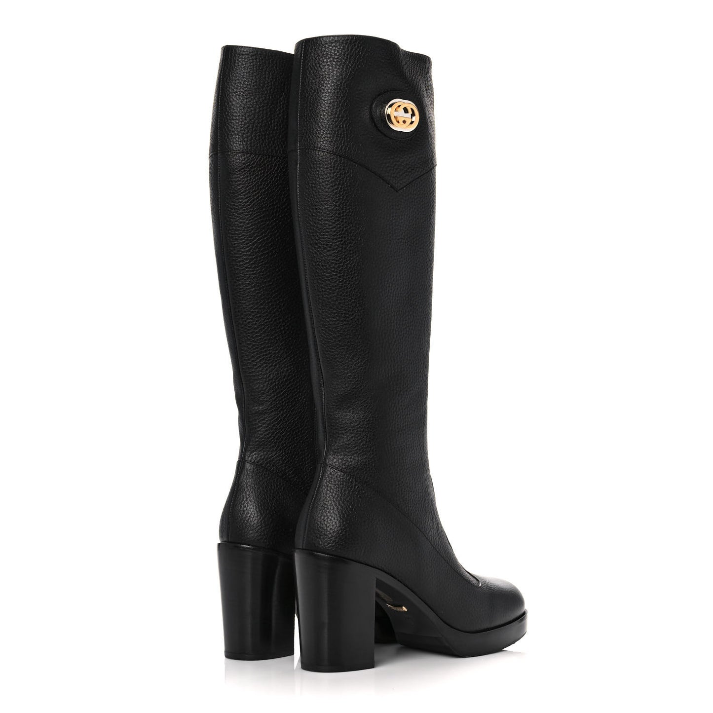 Austin Calfskin Interlocking G Knee High Boots 38.5 Black