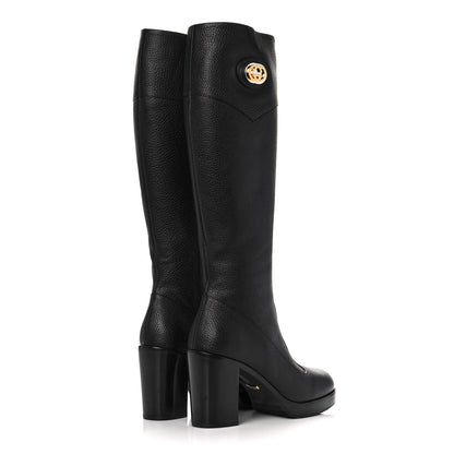 Gucci Austin Calfskin Interlocking G Knee High Boots 38.5 Black 4 of 12