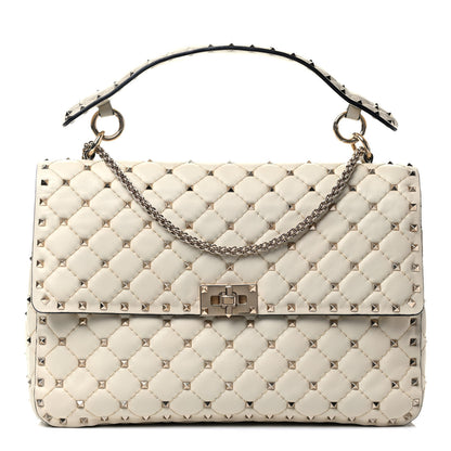 Valentino Garavani Nappa Large Rockstud Spike Shoulder Bag Light Ivory 1 of 8