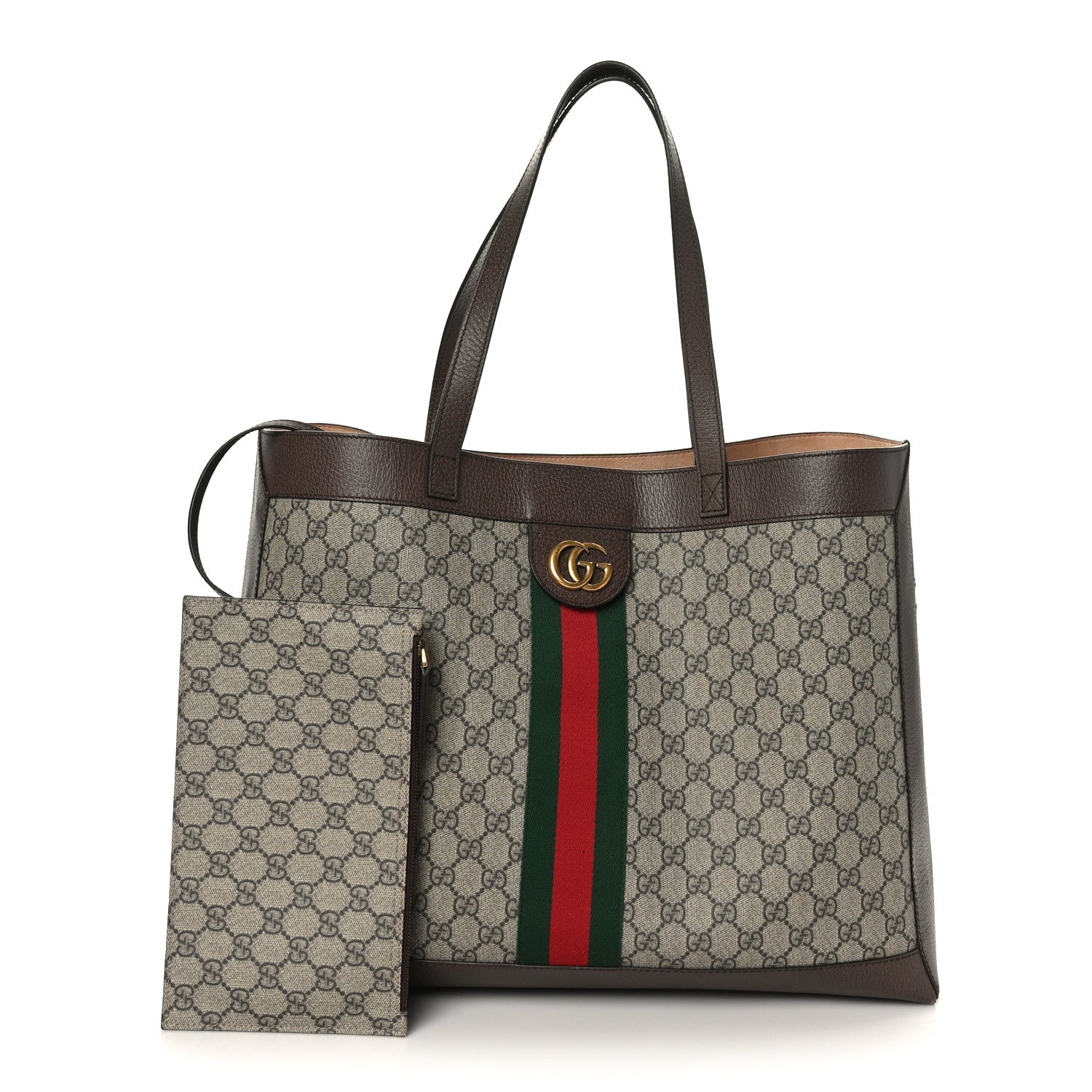 Gucci GG Supreme Monogram Web Ophidia Tote Brown 3 of 12