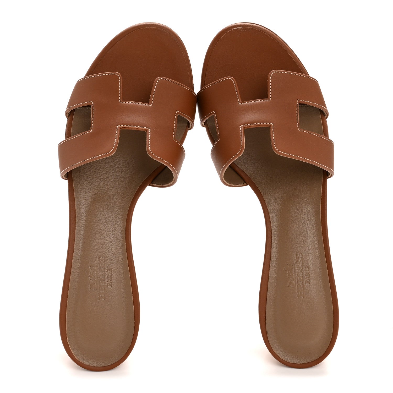 Hermes Calfskin Oasis Sandals 37 Gold 2 of 10