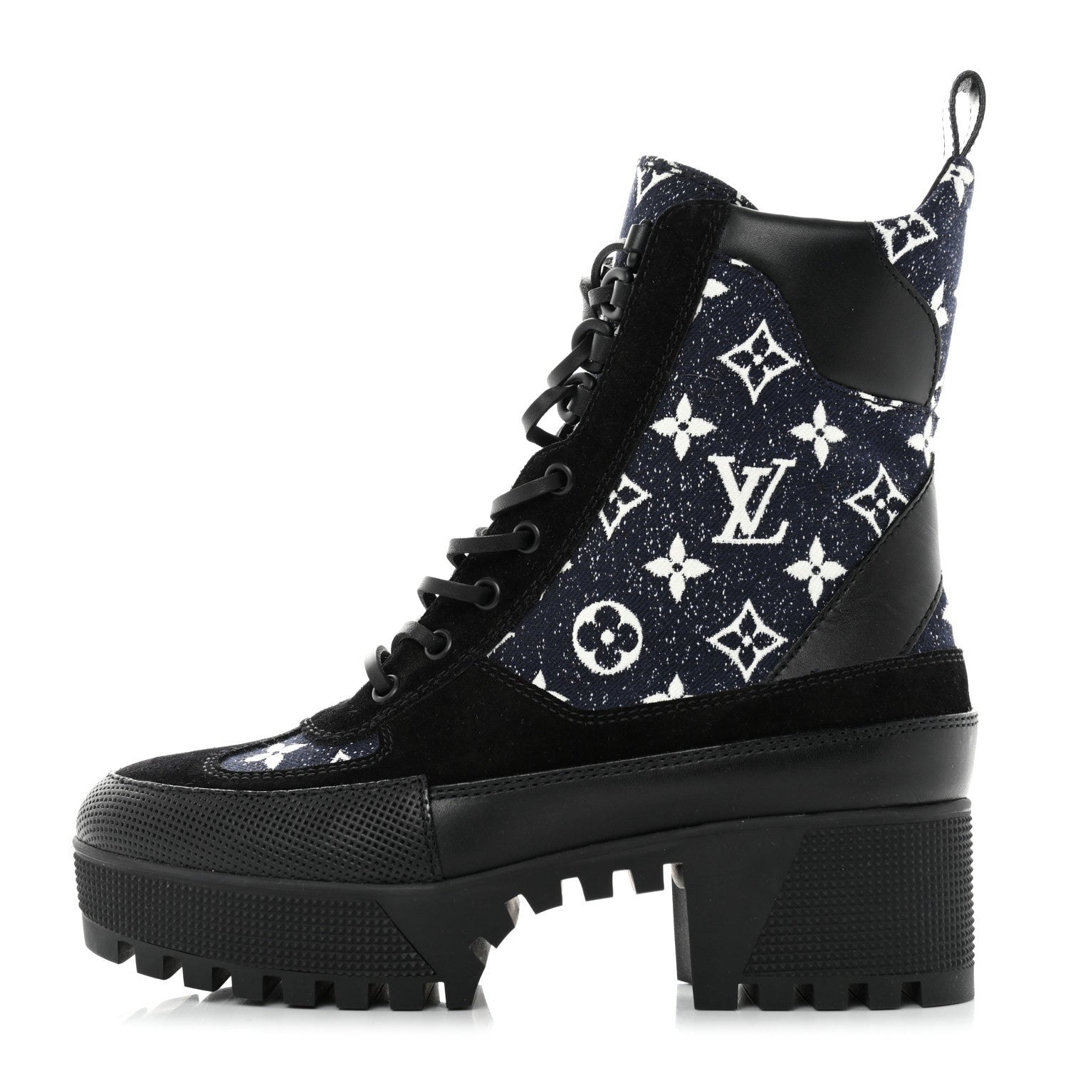 Louis Vuitton Calfskin Monogram Denim Laureate Platform Desert Boots 38 Grey 1 of 10