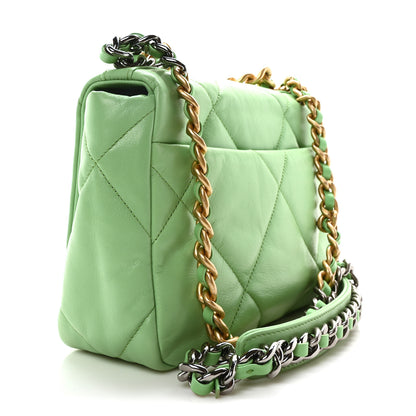 Chanel Goatskin Quilted Medium Chanel 19 Flap Green 3 of 10