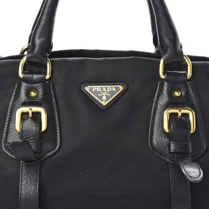Prada Tessuto Nylon Vitello Daino Shopping Satchel Black 9 of 9