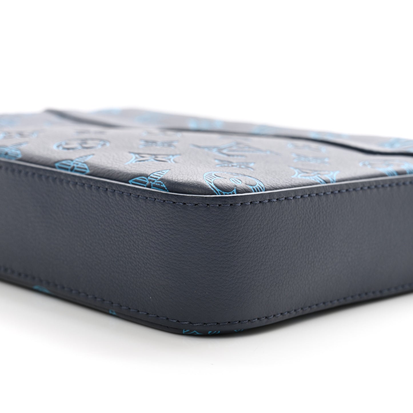 Calfskin Monogram Shadow Trio Messenger Navy River Blue