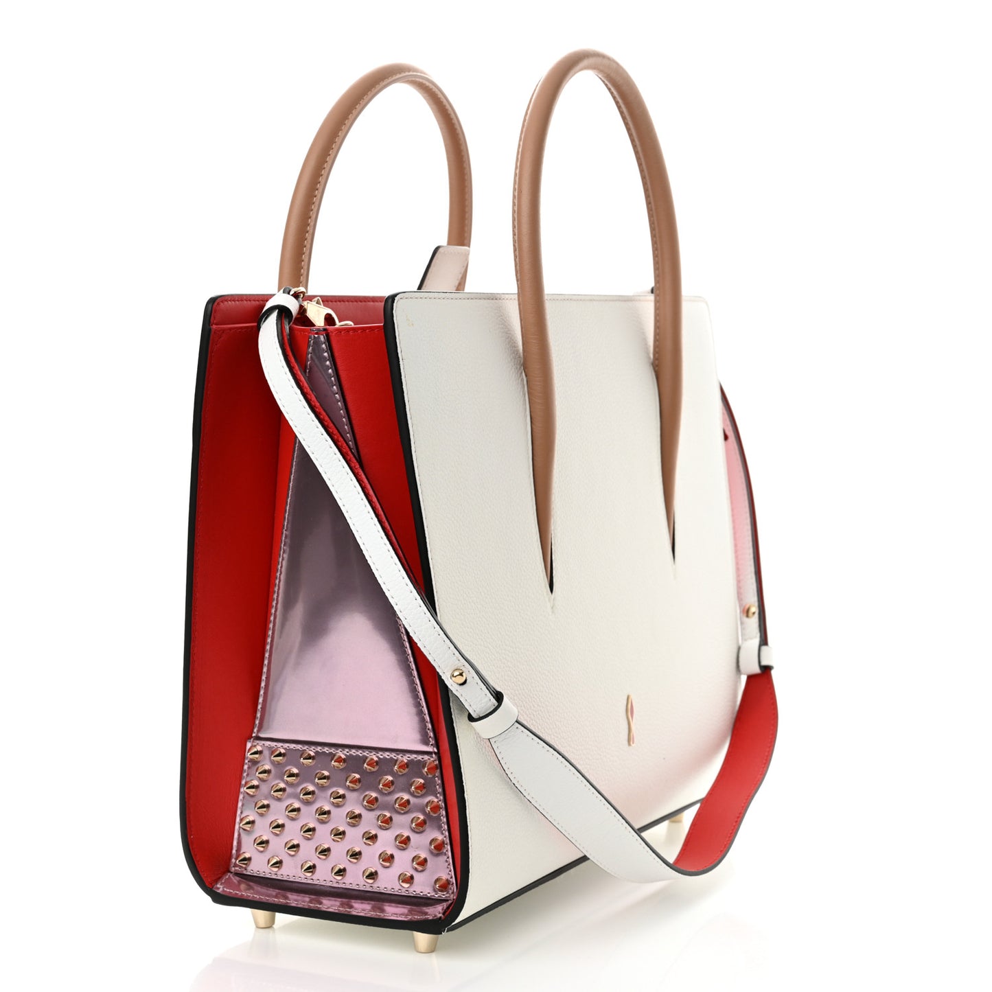 Calfskin Spikes Loubinthesky Medium Paloma White Multicolor